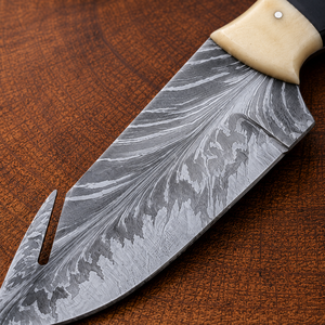 Custom Handmade Damascus Steel Hunting Skinning <b>Knife</b> with <b>Bone</b> <b>Handle</b> Leather Sheath Fixed Blade Camping Survival <b>Knife</b> OEM ODM - Product Image 3