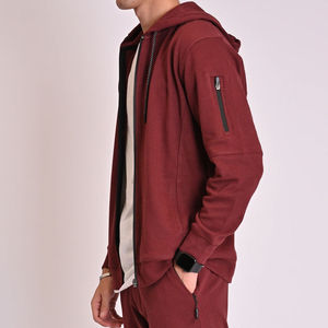 Mens Maroon Tracksuit Set Full <b>Zip</b> <b>Hooded</b> Sweatshirt Jogger Pants Casual Sportswear Athletic Hoodie and Sweatpants Matching Set - Product Image 3