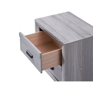 Comodino Contemporaneo in Legno Grigio con Finitura Rustica e Due Cassetti per Camera da Letto - Product Image 3