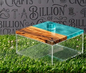 Contenedor de Alimentos Acrílico Transparente con Tapa de Imitación Madera, Tapa Rectangular de Resina para Almacenamiento de Chocolate, Diseño Moderno - Product Image 2