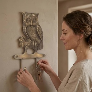 Antique Brass Owl Wall Mounted Cast Iron <b>Hook</b> with 1 <b>Hook</b> Vintage Animal Design Multi-Purpose <b>Coat</b> Rack for Clothing Storage - Product Image 3