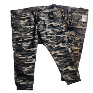 Pantalones de Jogger de cintura alta para hombre, informal, algodón, licra, mezcla personalizada para estampado abullonado, ajuste holgado, carga de 6 bolsillos con bordado - Product Image 1