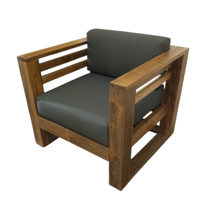 Sillón de Jardín para Exteriores, Madera Maciza, Asiento Acolchado para Patio, Muebles Modernos de Ocio para Villa u Hotel - Product Image 6