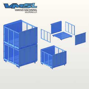 VMSL Heavy Duty <b>Stackable</b> Metal <b>Storage</b> Cage Foldable Wire Mesh Pallet Box Industrial Warehouse <b>Container</b> Made India Model VMSL - Product Image 4