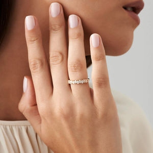 0.67 CT Pear Shape Half Eternity Diamond Band 14k Solid Gold _ Stackable <b>Ring</b>_ Diamond Anniversary Band _ Diamond Wedding <b>Ring</b> F - Product Image 5