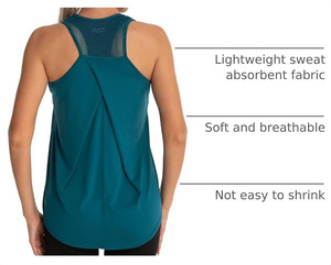Débardeur asymétrique bleu pour femme, dos ajouré, en jersey tricoté respirant, 95 % polyester, protection solaire - Product Image 5