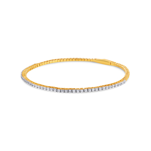 Bracelet élégant pour femme en or jaune 14 carats bicolore et diamants de laboratoire - Product Image 2