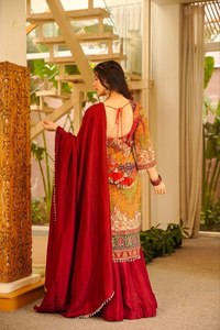 Latest Collection Crepe Silk with Digital Print & <b>Mirror</b> work Bell Sleeve Readymade Plazzo-Kurta-Dupatta At Wholesale Rate - Product Image 4