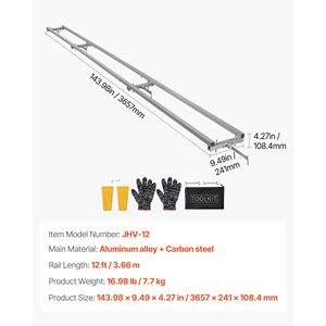 Kit per Sega a Catena con 4 Barre Trasversali da 12 Piedi, Sistema di Guida per Macchine Segatrici, Guide in Alluminio con 2 Cunei - Product Image 5