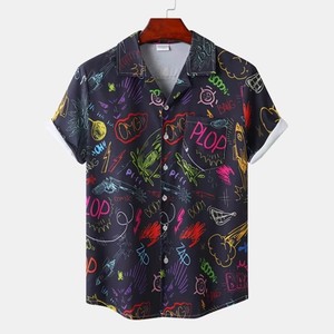 Custom Hawaiian Beach <b>Shirt</b> for Men with Tropical Print Short Sleeve <b>Button</b> Up Summer Vacation <b>Shirt</b> OEM Wholesale Supplier - Product Image 1
