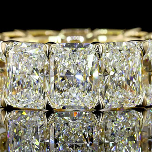 Anillo de Eternidad con Diamantes Cultivados en Laboratorio, Corte Radiante, Chapado en Rodio, Oro de 10K, 14K, 18K, Plata 925, 935, Regalo de Compromiso - Product Image 2