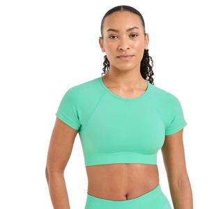 Haut court de sport sans coutures pour femme, t-shirt d'entraînement extensible, respirant, pour yoga et gym, vêtements de sport confortables, OEM ODM - Product Image 3