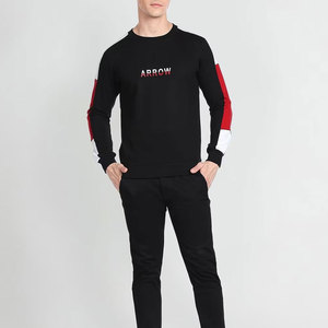 Sweat-shirt à col rond noir pour homme Arrow, design color block, coupe classique, pull décontracté pour l'automne - Product Image 3