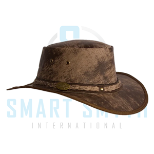 Chapeau de cowboy en cuir vieilli vintage, chapeau d'équitation western pour ranch, usage équestre extérieur avec logo personnalisé OEM ODM - Product Image 2