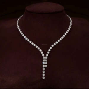 Round Cut Diamond <b>Necklace</b> in White Gold Elegant Solitaire Pendant Jewelry for Women Luxury Minimal Bridal Gift Timeless Gift - Product Image 2
