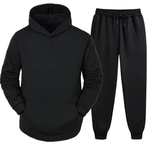 Ensembles de survêtements d'hiver pour hommes, confortables, 100 % coton, pull à capuche décontracté, pantalon, motif uni, évacuation de la transpiration, design unique - Product Image 3