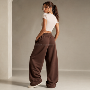Pantalon de jogging ample taille haute en molleton pour femme, coupe large, en coton French Terry, personnalisé, décontracté, confortable, qualité supérieure 2026 - Product Image 2