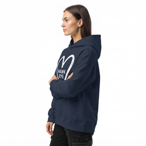 Sudadera con capucha de algodón extragrande personalizada con logotipo personalizado, estilo streetwear con hombros caídos para mujer - Product Image 3