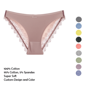 Paquete de 4 bragas hipster de algodón elástico suave de talle bajo para mujer con decoración de encaje, estilo bikini, para máxima comodidad. - Product Image 3