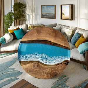 Mesa de Comedor/Cafetería de Lujo Moderna Hecha a Mano con Resina y Madera de Acacia, Impermeable, para Sala de Estar, Regalo de Jubilación, Boda, Aniversario, Condolencias - Product Image 3