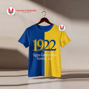 เสื้อยืดลำลองคอกลมแขนสั้นปักลายสีน้ำเงิน Sigma Gamma Rho ปี 1922 สำหรับผู้หญิง ผ้าฝ้าย 100% ทรงปกติ เป็นมิตรกับสิ่งแวดล้อม - Product Image 3