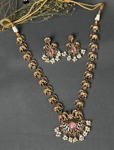 Joyería india de plata oxidada de dos tonos hecha a mano, conjunto de joyería nupcial india, conjunto de collar, regalo de joyería india para ella - Product Image 3