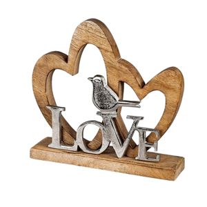 Ornement en métal en forme de cœur en bois, élégant, avec symboles d'oiseau et d'amour, pour la décoration de table et la décoration intérieure - Product Image 1