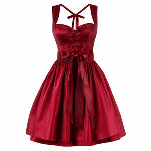 Robe Dirndl en satin polyester de haute qualité, noire, pour l'Oktoberfest, Dirndl traditionnel bavarois, longues robes Dirndl allemandes, Dirndl pour femmes bavaroises - Product Image 5