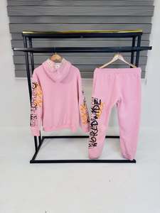 Custom OEM Rhinestone Graphic Tracksuit Set Full Zip Hoodie & Jogger Set Premium Heavyweight Fleece Streetwear Embroidery Sets - Product Image 4