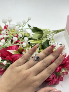 Black Onyx Silver Plated <b>Crown</b> <b>Ring</b> Oval Gemstone Vintage Cocktail Jewelry For Women - Product Image 4