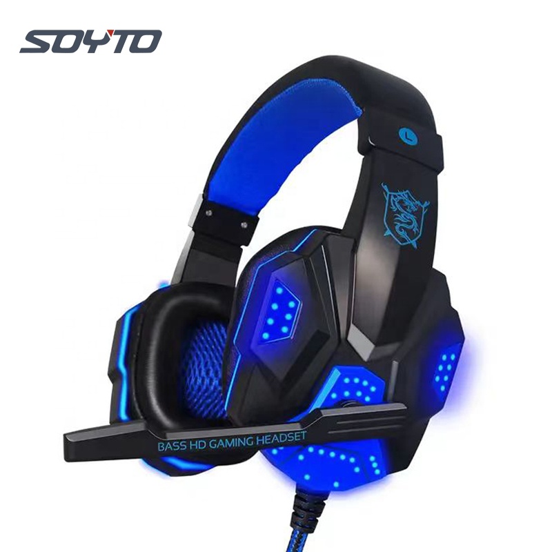 SY830-auriculares estéreo con cable, cascos con cancelación de ruido para jugadores, led, con micrófono, para PC, ps45, switch, xbox