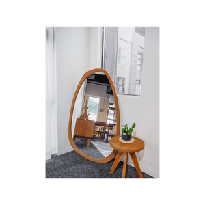 Wooden <b>Asymmetrical</b> Bean Shape Wall <b>Mirror</b> Midcentury Modern Design for Living Room Decor - Product Image 3