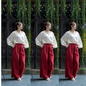 Élégant formel décontracté Blouses femmes 15% lin 85% rayonne haute qualité exquis plissé conception coupe ample manches volumineuses - Product Image 3