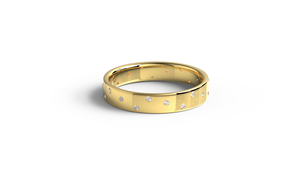 Minimalist 18K Gold Diamond <b>Ring</b> Scattered Diamond Band Flush Set Round Diamond Wedding <b>Stacking</b> Band Fine Jewelry for Women - Product Image 1