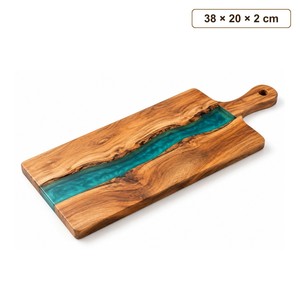 เขียงไม้มะม่วงลายเรซิ่นสีเขียวอมฟ้า ขายส่ง |   ครัวทำมือ - Product Image 1