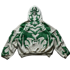 Sudadera con capucha y cremallera para hombre, de corte holgado, 500 GSM, peso pesado |   Camiseta Extra Grande 100% Algodón con Estampado Puff |   Fabricante Personalizado OEM - Product Image 2