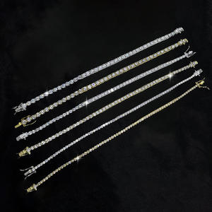 Bracelet tennis de luxe en argent 925, serti de diamants taille brillant, plaqué or 18 carats, unisexe, bijoux pour anniversaire et soirée - Product Image 4