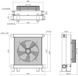 Sistema de Enfriamiento Hidráulico Personalizado, Enfriador de Aceite de Placas de Aluminio Fabricado en Taiwán, Ventilador de 14 Pulgadas AC220V/380V TL3-47, Larga Vida Útil - Product Image 2