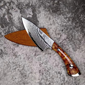 Couteau à fruits en acier Damas de 5 pouces, couteau de chef pour la viande et les légumes, avec étui, pour le camping, le filetage du poisson, outil de cuisine - Product Image 4