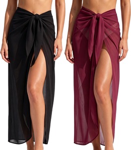 Womens Chiffon Maxi <b>Beach</b> Sarong Swim Cover-Up Lightweight Quick-Dry Multi-Way <b>Wrap</b> Sheer Vacation Beachwear Summer Travel - Product Image 1