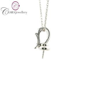 Pendentif en or blanc/jaune massif 18K AU750 de style classique avec réglage de perle de diamant naturel cadeau d'usine direct - Product Image 4