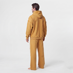 Conjunto Deportivo para Hombre, Sudadera con Capucha y Pantalones Jogger, Estilo Desgastado, Felpa de Algodón, Cierre Completo, Hombros Caídos, Corte Holgado, Logotipo Personalizado - Product Image 5