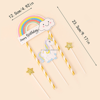 Einhorn Tortendekoration Happy Birthday Abschlussfeier Regenbogen Banner Papier Anpassbare Farbe & Form DIY Party Dekorations-Set