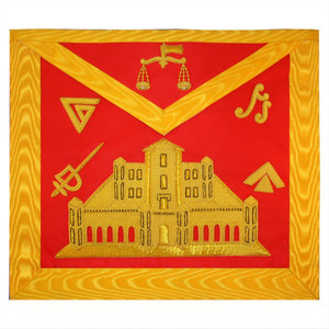 Parche Bordado con Diseño Simbólico Dorado para Mandil Rojo del Rito Escocés AASR de 16.º Grado, Estilo Clásico, para Coser - Product Image 6