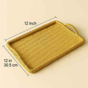 Bandeja de Servir Desechable y Degradable Hecha a Mano con Papel Sheetal Pati |   Bandeja de Té Ecológica de Fibra Vegetal para Fiestas y Cenas |   Hogar Sostenible - Product Image 1