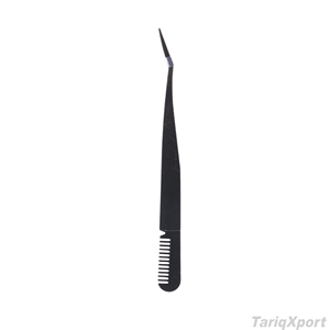 Hot Selling Private Label Stainless Steel Eyebrow Tweezers with Fiber Tip and <b>Comb</b>-Eyelash Tools for <b>Lash</b> Extensions - Product Image 3