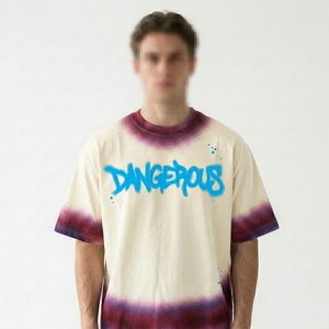 Premium Men's Airbrush <b>Spray</b> Dye T-Shirt Custom Graffiti Font Print Heavyweight Cotton Tee Blanks Wholesale - Product Image 2