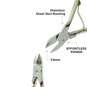 กรรไกรตัดเล็บมือเล็บเท้า สำหรับทำเล็บมือและเล็บเท้า  งานหนัก  แม่นยำ  คมกริบ  ใบมีดโค้งสแตนเลส 15 มม. สำหรับตัดหนังกำพร้า - Product Image 2