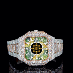 Reloj de Cuarzo con Diamantes Moissanite de Primera Calidad, Cuadrado, Unisex, Claridad VVS, Esfera con Incrustaciones, Correa de Acero Inoxidable, Estilo HipHop Deportivo - Product Image 1