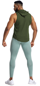 Haut à capuche sans manches imprimé sportif avec perles, faible MOQ, vente en gros, matière douce à séchage rapide, style vintage, pour hommes, usage professionnel sur le terrain - Product Image 2